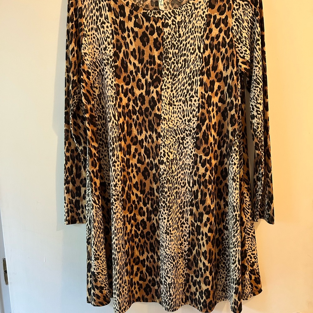 Leopard Print Long Sleeve Dress